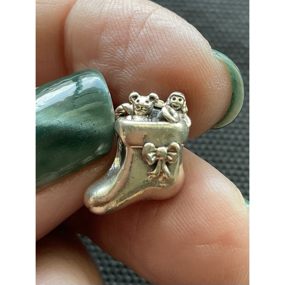 retired Pandora Sterling Silver Santa's Stocking Charm ALE 925 Christmas